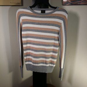 Worthington striped grey tan and white sweater